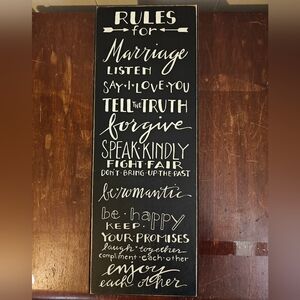 Primitives by Kathy Rules For Marriage Decor Sign